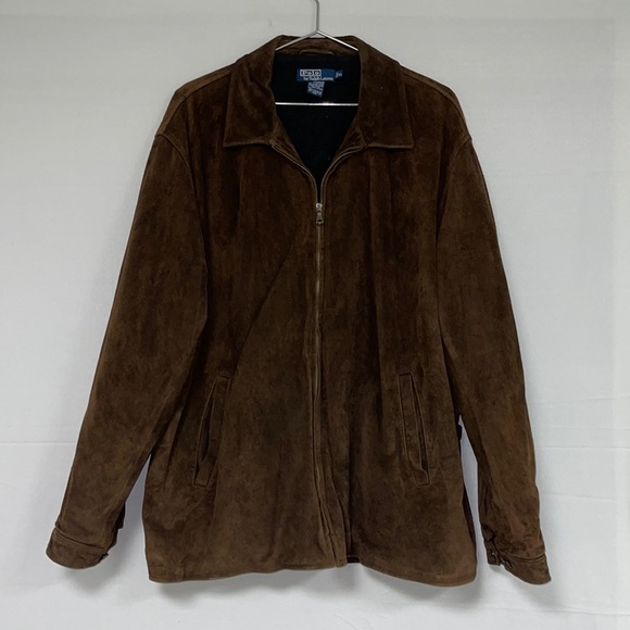 Polo by Ralph Lauren Men’s Brown Suede Leather Full Zip Jacket Sz XL